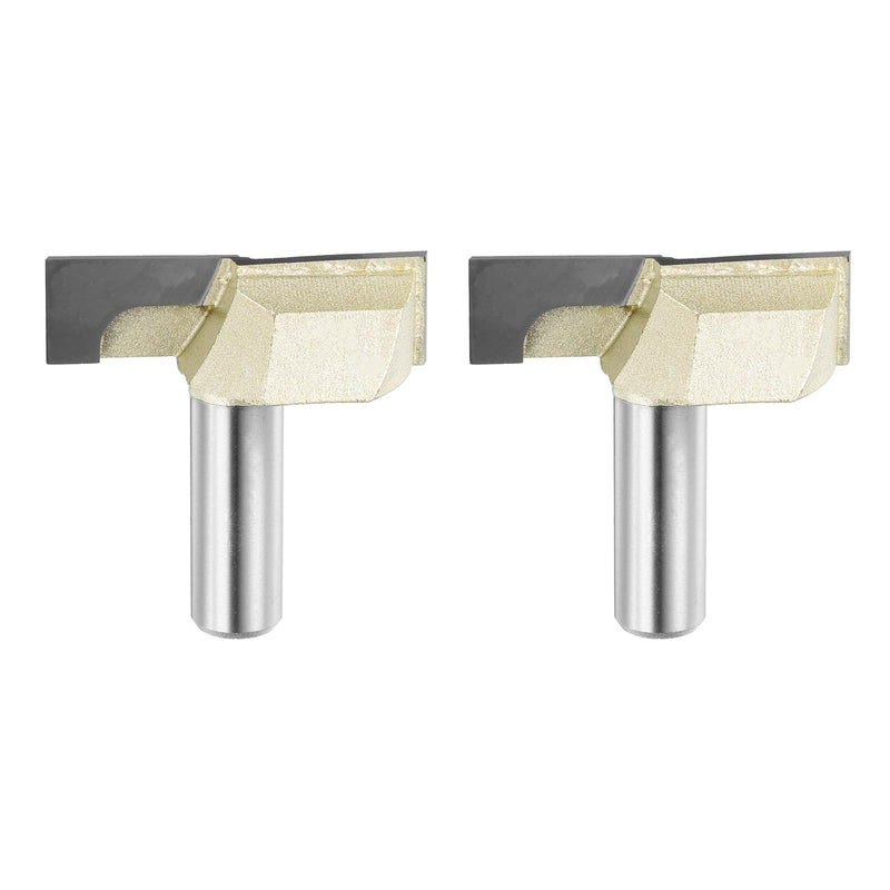 HARFINGTON 2pcs Bottom Cleaning Router Bit 1-3/4" Diameter 1/2" Shank Carbide Tipped Cutter Surfacing Planing Router Bits for Woodworking Planing 1-3/4" x 1/2" 2