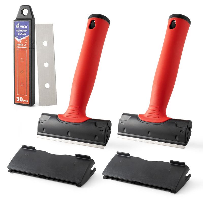 Gomake 4 Inch Razor Blade Scraper Tool Razor Scraper with Extra Razor Blades Cleaning Scraper Remover for Removal Floor Stove Scraping Labels and Decals Sticker on Car Window Glass (W81) W81