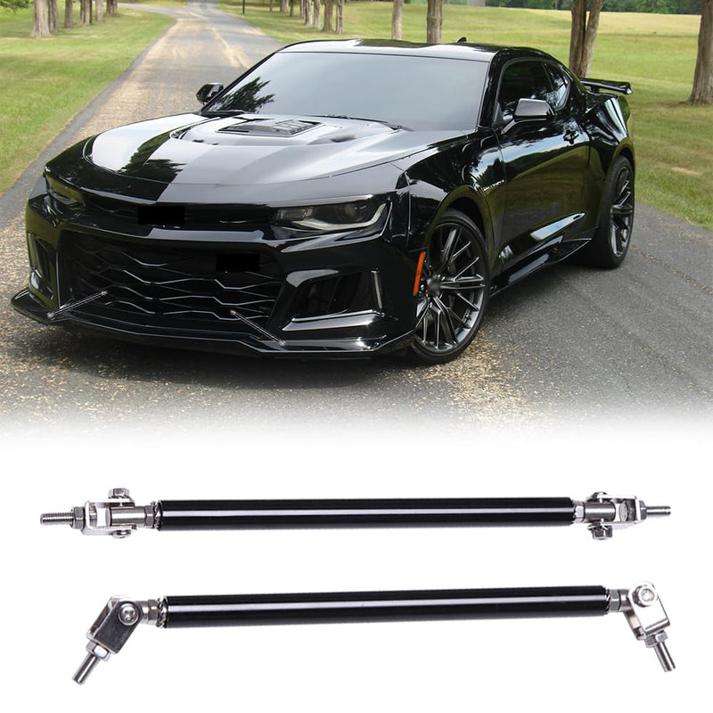 2PCS Front Bumper Lip Splitter Strut Rod 8''-11'' Adjustable Splitter Diffuser Strut Rods Tie Bars Compatible with Most Car Vehicles Camaro Nissan Maxima Toyota(Black) Black