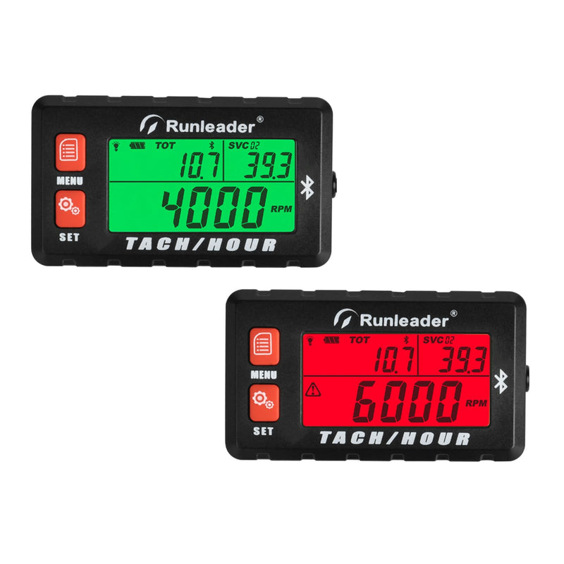 Runleader RL-HM058-BT Bluetooth Shunt Tach Hour Meter, Works by Replaceable Battery and DC 12V Power. (RL-HM058-BT 2PCS) RL-HM058-BT 2PCS