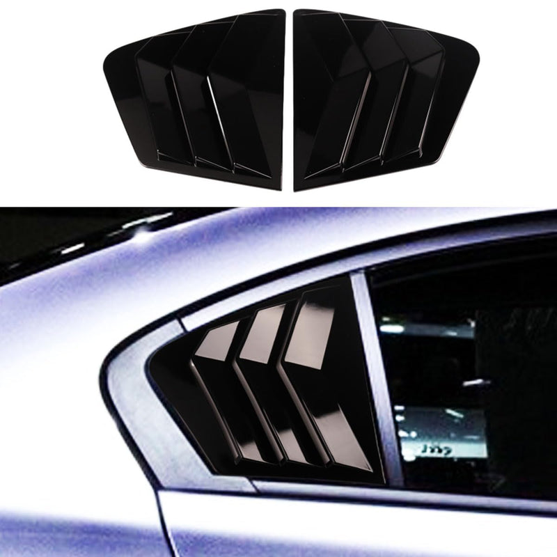 2-pcs for Honda Civic 9th Sedan 2012 2013 2014 2015 Accessories Sporty Car Auto Exterior Shutters decoration Rear Side Window Louvers Air Vent Scoop Shades Cover Trim Blinds,Glossy Black Glossy Black