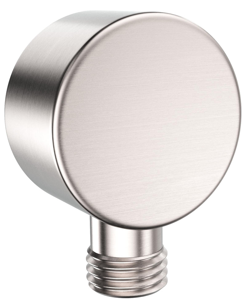 HammerHead Showers Solid Metal Drop Ell Wall Mount Elbow, 1/2" Shower Hose Connector, Round Handheld Shower Head Elbow Adapter, Shower Drop, Brushed Nickel