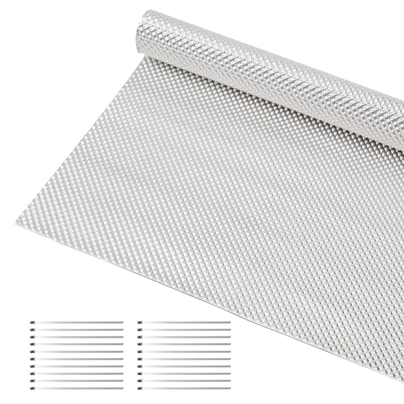 Exhaust Heat Shield Automotive 16" x 39", Embossed Aluminum Heat Shield Kit with 20PCS Cable Metal Ties for Muffler Exhaust Wrap, Heat Barrier,Car Exhaust Sheet