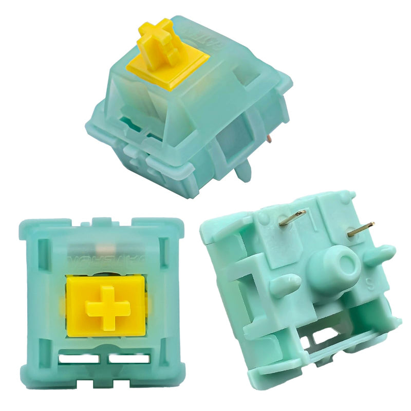 Gateron Jade Yellow Pro Open V3 Linear Keyboard Switch,5-Pin 55gf Pre-lubed Gaming Keyboard Switch Compatible with MX Mechanical Keyboard (90PCS,Jade Yellow Pro) 90PCS