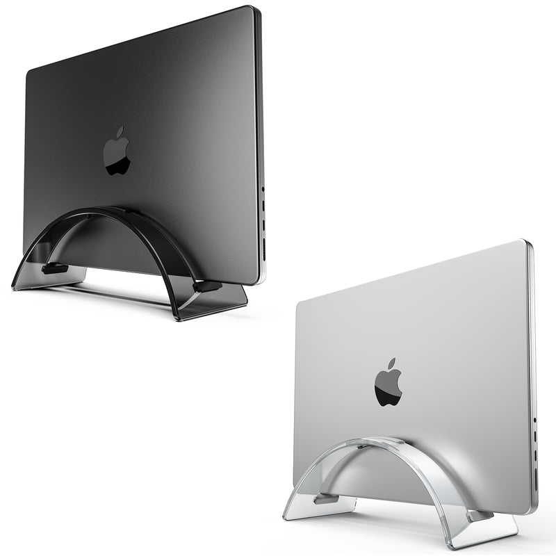 Vertical Laptop Stand for Desk-Black& Clear