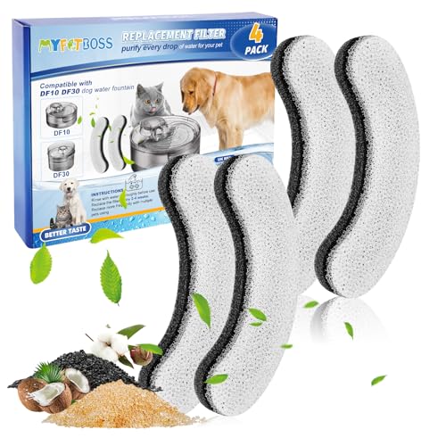 Dog Water Filter Replacement for DF10 DF30 Pet Fountain - 4 Pack White 4PACK