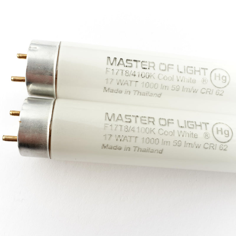F17T8/CW (2 Pack) 24" Fluorescent Tube Light Bulb Cool White 4100K T8 17 Watt 17W Replaces F17T8 F17T8/841 F17T8/SP41/ECO F17T8/SPX41/ECO FO17/841 F17T8/741 F17T8/CW/ECO F17T8/TL841/Alto F17T8/TL741