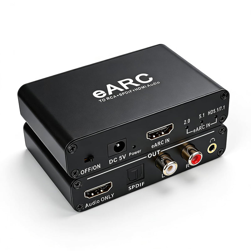 HDMI eARC/ARC to HDMI, RCA R/L, Optical, 3.5mm Audio Converter, eARC/ARC Audio Converter Extractor/Adapter for TV