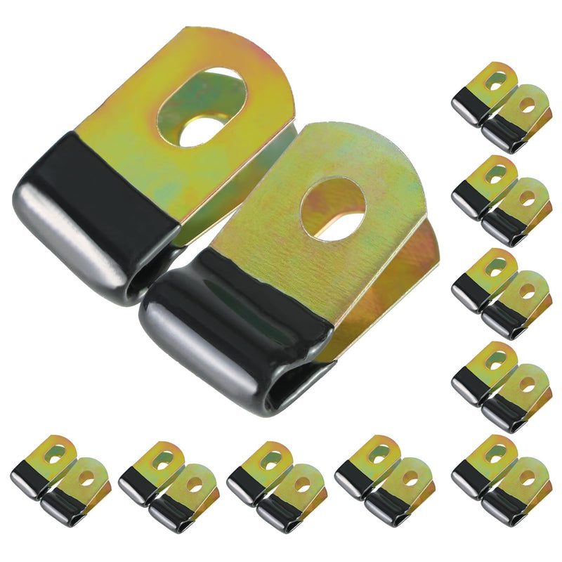 QWORK Brake Line Clip Set for 3/16" Tube, Cushioned Clip, 20 Pcs Steel Clips with Rubber Insulation
