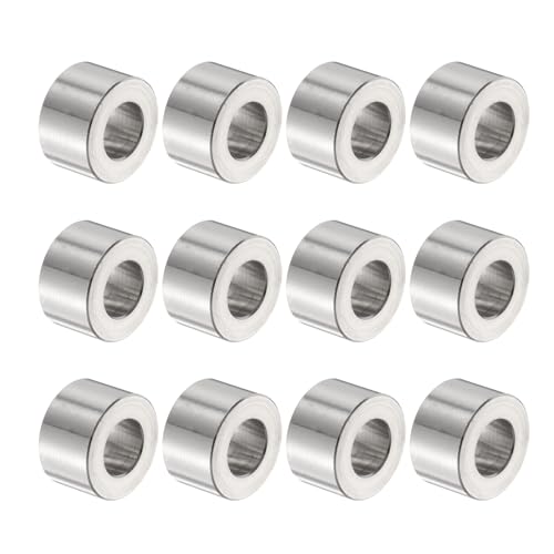 uxcell 12pcs Stainless Steel Spacer 10.5mm Bore x 20mm OD x 12mm Length Screw Bushing Plain Finish Round Metal Spacer for M10 Screws Bolts and Rods Silver Tone