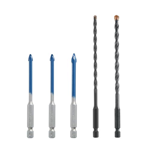 BOSCH PTBXMC05 5 pc. Porcelain Tile and Multi-Material Drill Bit Set 5 Bits Assorted