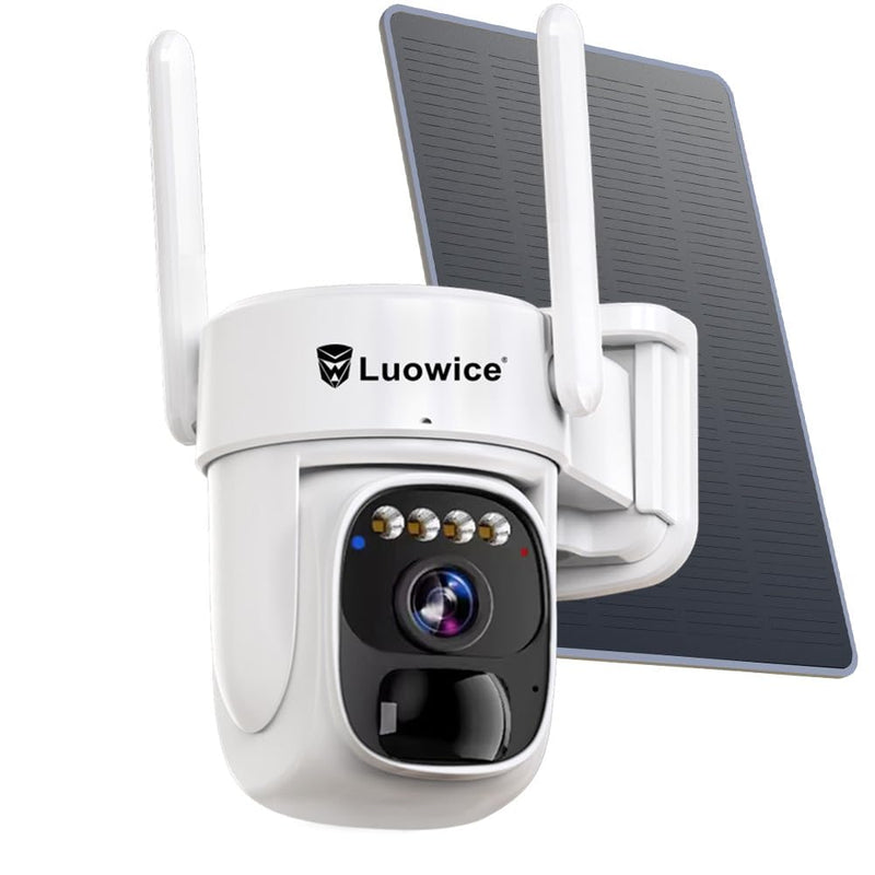 Solar Security Camera Wireless Outdoor, 3W Solar Panel, 360° Pan Tilt Solar Battery Outdoor Camera with 3MP Color Night Vision, Weatherproof, No Monthly Fee