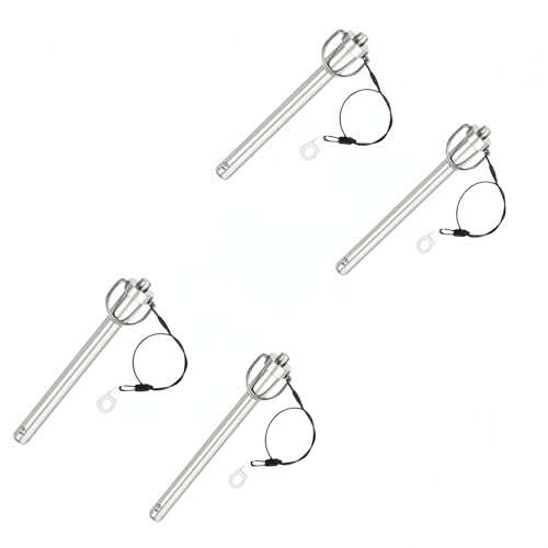 304 Stainless Steel Ring Handle Locking Pin with Wire Quick Release Pin, Dia 9.3mm ,Available Length 50mm/3/8inx2in(Dia. x L) Push-Button Ball Locking Pin (4) 4