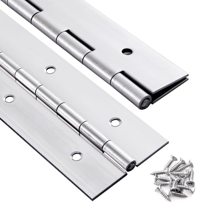 2 Pack Heavy Duty Piano Hinge 16 Inch x 2 Inch Stainless Steel Continuous & Piano Hinges with Holes, 16" Continuous Hinges for Cabinet, Door, DIY Wood Boxes, 0.060" Leaf Thickness, 2" Open Width