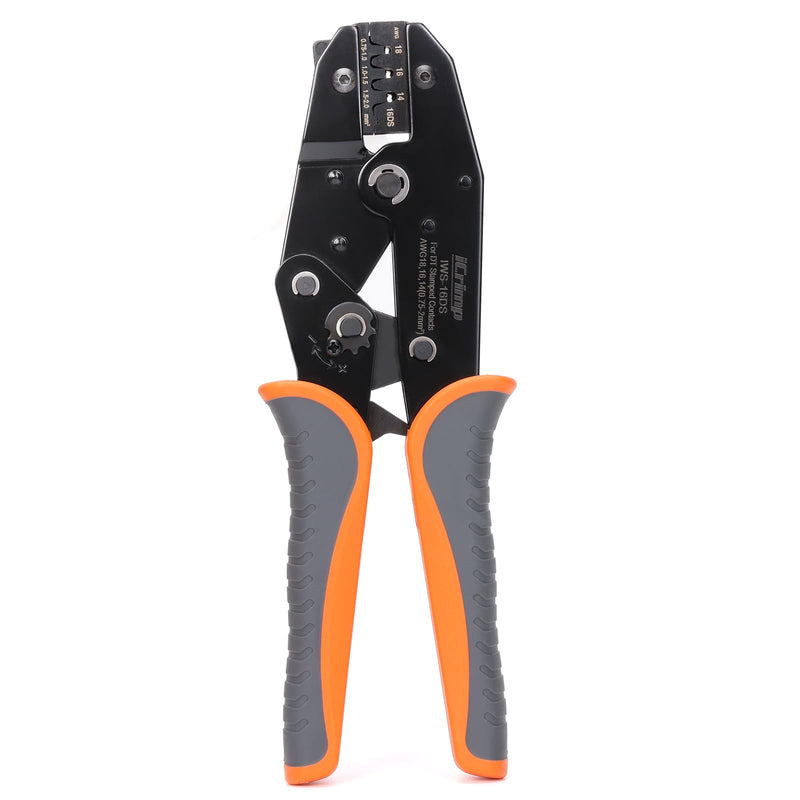iCrimp Ratchet Crimp Tool for Deutsch DT 16 Stamped Contacts | Fits 14-18 AWG wire, precise positioning, IWS-16DS crimper, open barrel crimp, for automotive wiring repair DT Connector Size 16