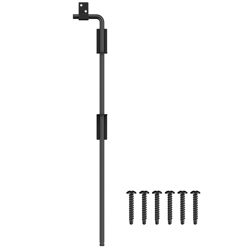 24" Cane Bolt Gate Drop Rod Heavy Duty Stopper Hardware, Gate Ground Latch for Wood Metal Vinyl Gates Doors, Gate Drop Pin for Holding Gate to The Ground, Black Finish-1 Pack 1 24 Inch