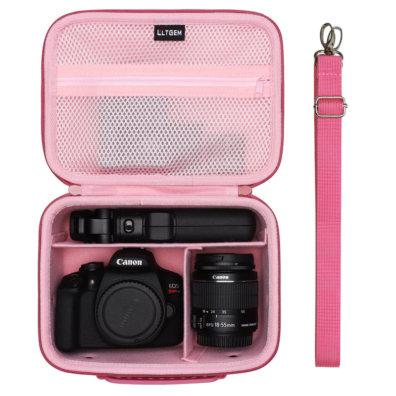 Small Camera Case Bag for Canon EOS Rebel T7/R50//R100 DSLR Camera Rosein | Hard Carrying Travel Case for Canon EOS Rebel T7/R50//R100/R6 Mark II/R8/R6 Mark III/R50 V/T6/R10/R5 Mark II DSLR SLR Camera Magenta+Pink Small