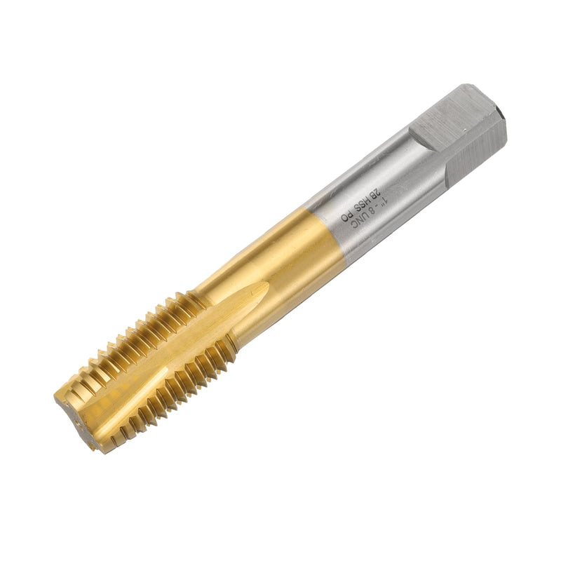 uxcell 1-8 UNC B2 Spiral Point Thread Tap, Screw Tap Threading Tapping Tool, Titanium Coated 6542 High Speed Steel Machine Taps Tapping Bit