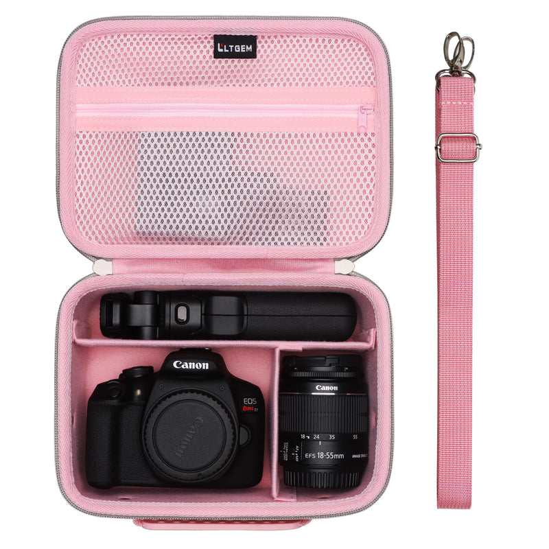 Small Camera Case Bag for Canon EOS Rebel T7/R50//R100 DSLR Camera Pink | Hard Carrying Travel Case for Canon EOS Rebel T7/R50//R100/R6 Mark II/R8/R6 Mark III/R50 V/T6/R10/R5 Mark II DSLR SLR Camera Small