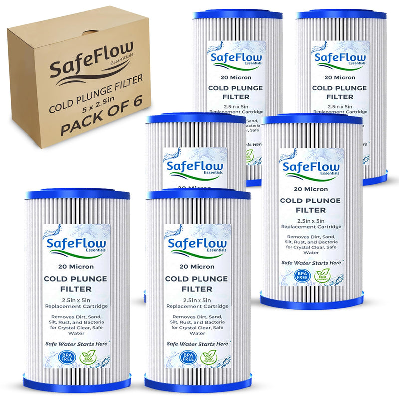 5" x 2.5" Cold Plunge Filter 20 Micron – Fits The Pod Ice Cold Plunge Water Chiller, Cold Plunge Filters, and Under Kitchen Sink Systems (6) 6