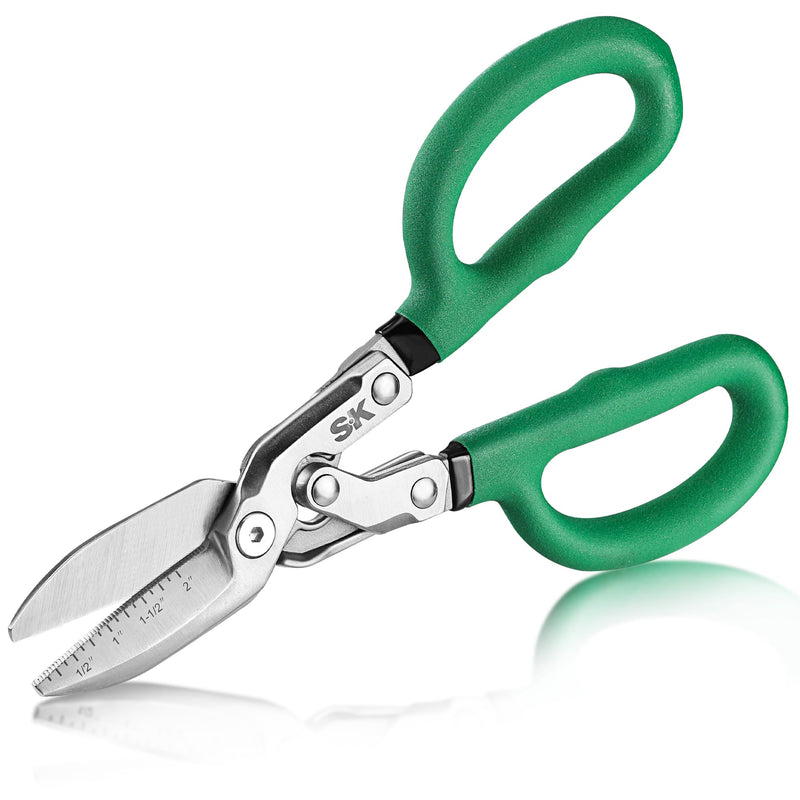 SK 10" Compound Action Tin Snips, Metal Shears with Forged Blade, Heavy Duty Metal Cutter Scissors, Ergonomic Handle for Comfortable Grip 10-Inch