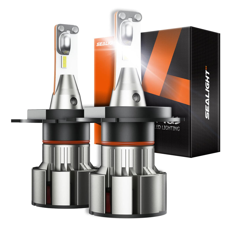 SEALIGHT H4/9003/HB2 Bulbs, 36000LM Super Bright, 6000K Cool White 9003 Powersports Headlight Bulbs, 5 Min Quick Installation, Pack of 2