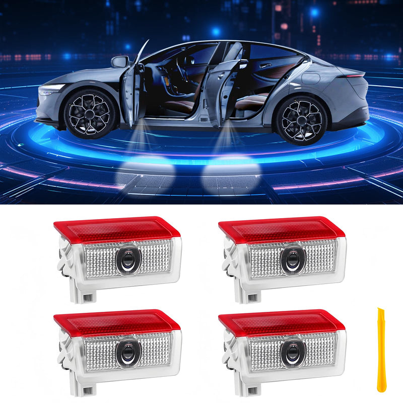 Car Door Lights Logo Projector Puddle Lights Compatible with A B C E M GL GLA GLC GLE Class Accessories, No Fade 4K-HD Car Welcome Lights(4 Pack) For MC-BBE-Z 4Pcs