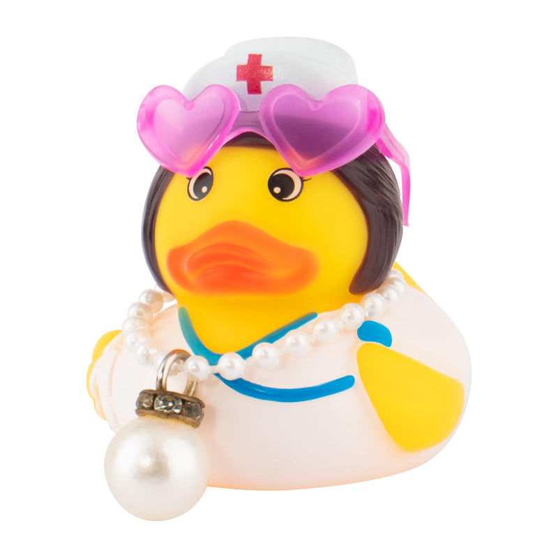wonuu Car Dashboard Rubber Ducks for Halloween, Decorations Duck for Office Desk Ornament Accessories with Glasses Necklace, for Halloween Party Gifts (Nurse) Nurse