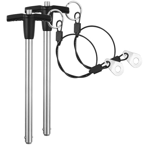 2 Pack T Handle Quick Release Pin 5/16 Inch Diameter ,Stainless Steel Ball Locking Pin with Push Button Lanyard Cable Usable Length 3.94"(8*100mm) 8mm-100mm 2