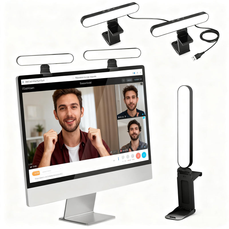 UBeesize Video Conference Lighting, Streaming Light with Stand, 2-Pack | Webcam Light with Adjustable Monitor Mount, Zoom Lighting for Computer, Laptop Ring Light for Video Recording