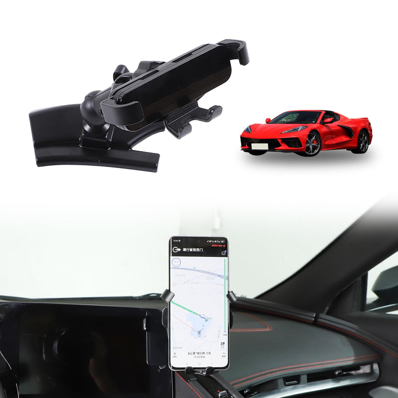 Car Phone Holder for Corvette C8 2020-2025 360 Rotatable Cell Phone Holder for Center Console Navigation Screen Fixed Mobile Phone Mount Holder Fit for Universally Smartphones (Style D) Style D