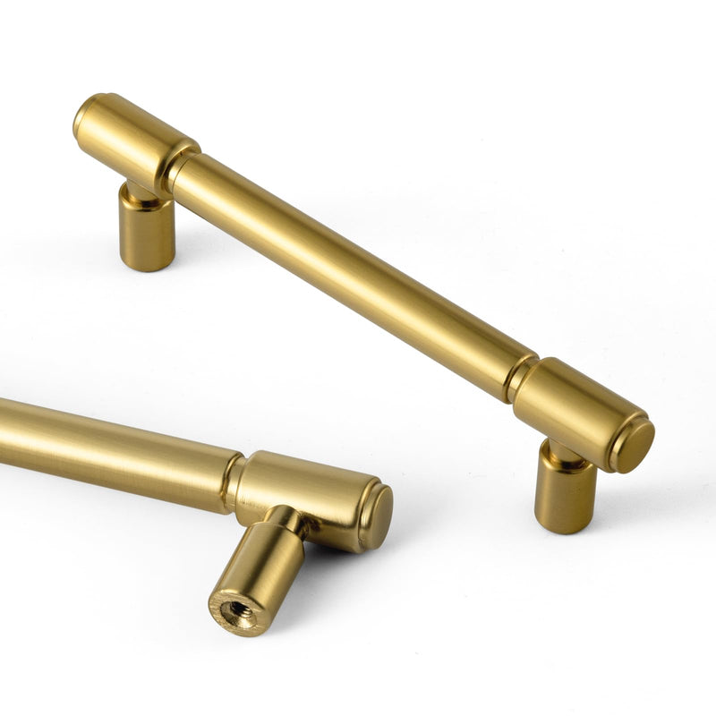 Goo-Ki 6 Pack Brushed Gold Cabinet Pulls Zinc Alloy Dresser Handles - 3.78" c-c Modern Bar Cabinet Handles Drawer Pulls Solid Kitchen Hardware 3.78"(96mm) Hole Center