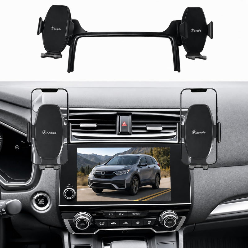 Car Phone Holder for 2017–2022 Honda CRV, 7/9-Inch Screen Dual Phone Mount, Does Not Block the Air Vent, One-Button Release Phone Holder, Honda CRV Accessories Clip holder