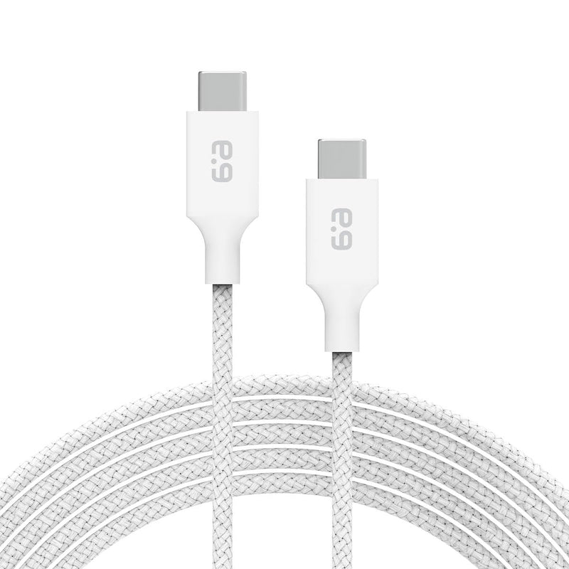PureGear Braided USB-C to USB-C Cable (10ft) Power Delivery Charger Cord for iPhone 16,16Plus,16ProMax, 15, MacBook, iPad Pro 2020, Galaxy S24/S23/S22/S21 Ultra, Pixel9/8/7/6/5, & USB-C Devices(White) 10 FT White