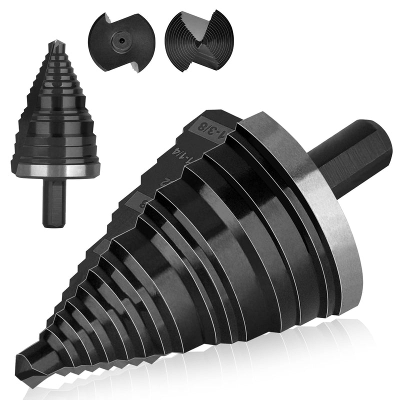 Step Drill Bit for Metal,1-3/8",Cobalt Drill Bits, | Heavy Duty for Stainless Steel, Hard Metal, Aluminum, Copper, Industrial Grade,5-Steps. Co138Z 7/8" to 1-3/8"