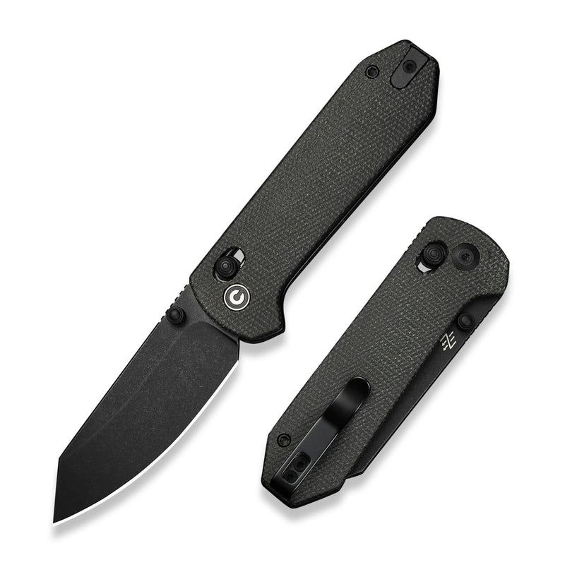 CIVIVI Yonder Folding Pocket Knife for EDC, Crossbar Lock Knife with 2.88" 14C28N Blade Micarta Handle, Lightweight Knife Gifts for Men Women Camping Hiking, Designed by Zac Whitmore C23073B-1 Dark Green