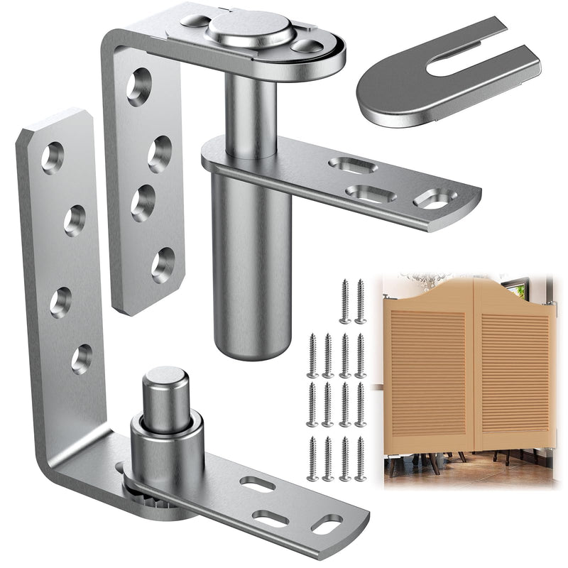 Cafe and Saloon Door Hinges, Self-Closing Heavy Duty Double Action Swinging Door Hardware for Bar Coffee Shop Restaurant, 304 Stainless Steel Black Finish (Silver Big Size, 1 Pack) BIG 1PCS Silver