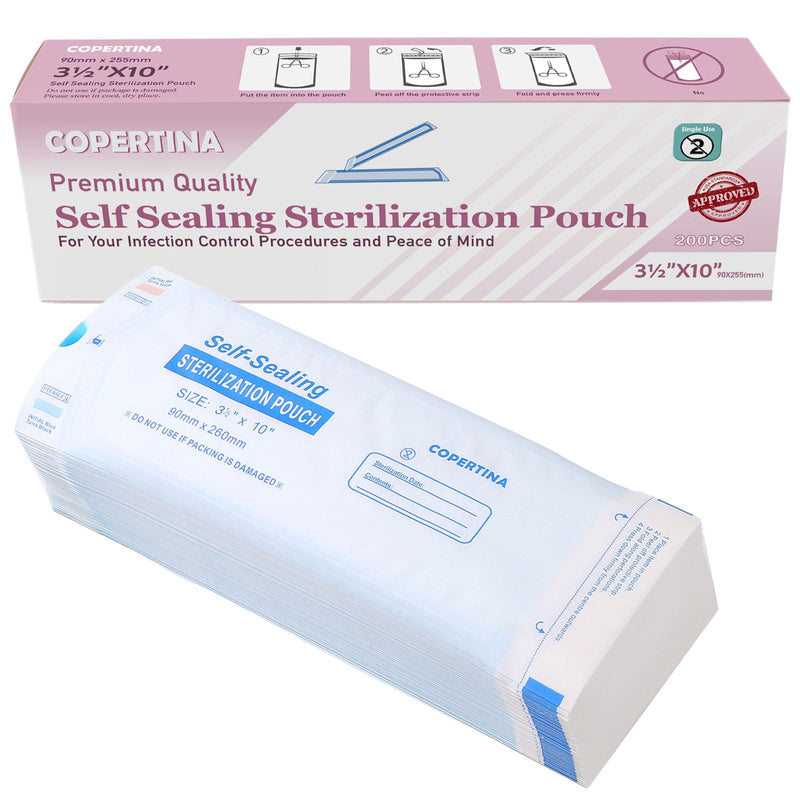 Omnia 1000 Pcs Self Sealing Sterilization Pouches 3.5” x 10” | Dual Indicators Autoclave Sterilizer Bags for Dental Medical Instruments Clean Tools 3.5x10"