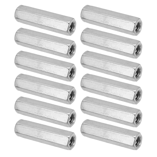 PATIKIL M8 x 1.25-Pitch 304 Stainless Steel Hex Coupling Nuts, 12Pcs 50mm/ 2" Length Coarse Fully Threaded Rod Coupling Nut Studding Connector Fasteners, Silver Tone M8-1.25 x 50mm