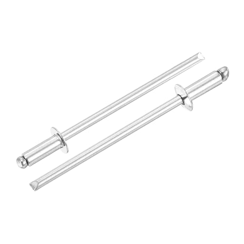 uxcell 50Pcs 3/32" x 1/4" 304 Stainless Steel Dome-Head Blind Rivets, Open-End Type Blind Rivets for DIY, Sheet Metal, Automotive Repairs, Furniture, Boat, and Duct Work (Silver) 3/32" x 1/4"