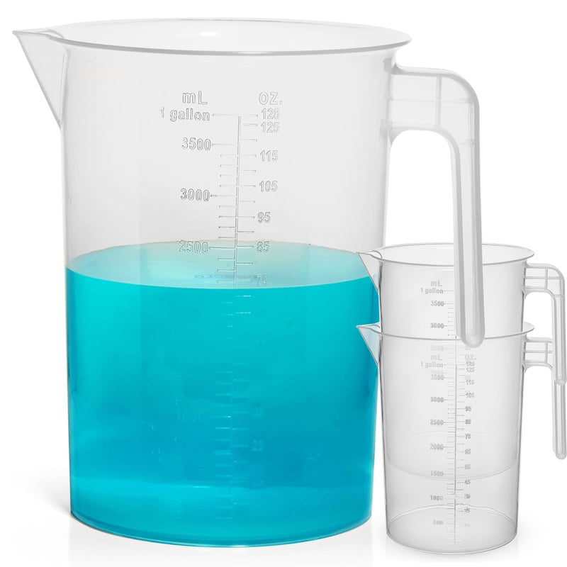1 Gallon Measuring Pitcher 3-Pack | 3.785 Liter Shatterproof Plastic Large Graduated Mixing Pitchers, 1 Gallon (128 Fl Oz) 1 Gallon (Pack of 3)