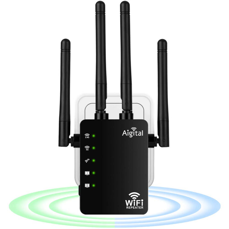 1.2Gbps WiFi Extender Signal Booster, Long Range AC1200 WiFi Booster Dual Band 5GHz /2.4GHz WiFi Repeater Support Onemesh, WPS Setup, 2 Ethernet Ports,Covers Up to 2800 Sq.ft and 45+ Devices