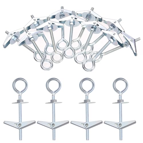 Glarks 15pcs M6 x 70mm O-Shaped Eye Bolt Toggle Anchors Set for Drywall, Ceiling, Sheetrock, Hollow Wall