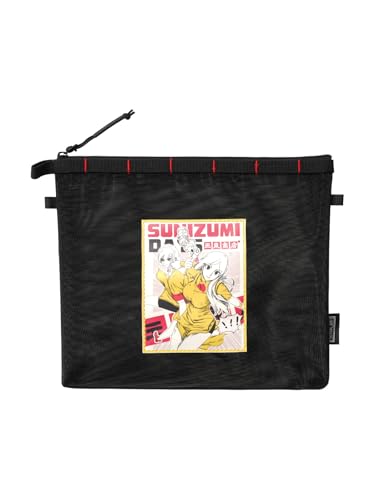 TACTICAL GEEK Storage A12 Sunizumi Shoten Collaborative EDC Organizer Pouch: Manga-Style Semi-Transparent Mesh Bag for Digital Tool Organization Black