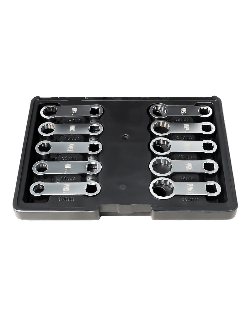 DPTOOL 10 Piece Torque Adapter Set Metric 12 Point Box End Torque Adapter Extension Set 3/8'' Drive Torque Wrench Extension Adapter Set 10mm-19mm for Torquing Bolts or Nuts from Hard-to-reach Areas