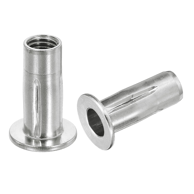 uxcell M10 Multi-Grip Rivet Nuts, 10pcs Pre-Bulbed Shank Flat Head Threaded Insert Nut 304 Stainless Steel Plus Nuts for Construction Industrial 10