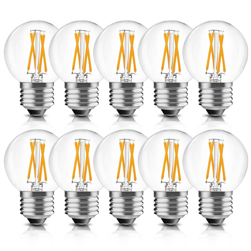 BRIMAX 10 Pack G16.5 Light Bulbs Dimmable,Small LED Globe Bulbs,E26 Base 6W Equal 60 Watt 580lm, 2700K Warm White,AC120V,Flicker Free for Ceiling Fans Chandelier（1.97" W × 2.87" H） E26 6 W 2700K