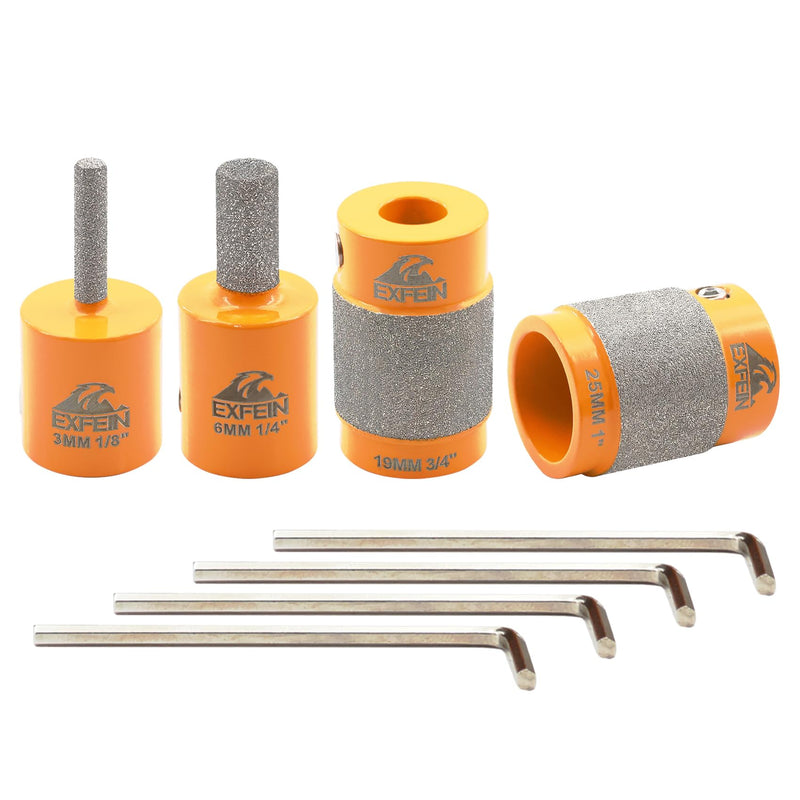 Grinder Bits for Stained Glass - Diamond Grinder Head 1/8", 1/4", 3/4" and 1" Core Stained Glass Grinder Bits & Brazed Diamond Grinder Bit Head, Stain Glass Tools and Supplies for Stained Glass set 3