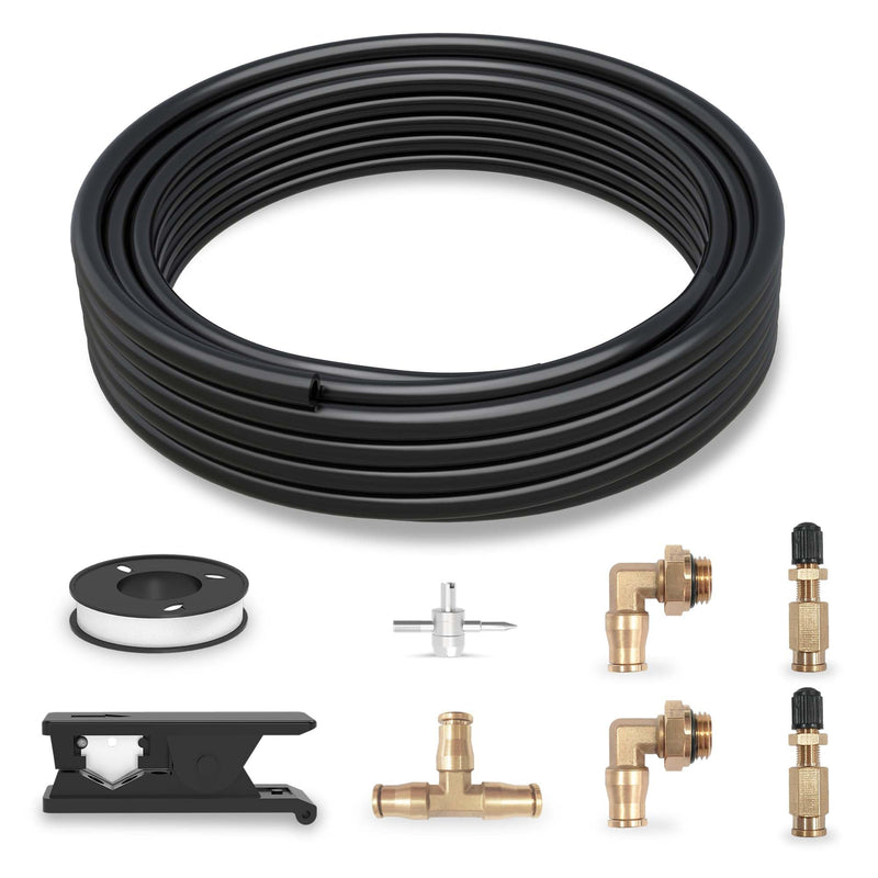 RETRUE Air Line Service Kit for Air Bags Suspension Kit with Brass DOT Air Brake Fittings, 30 FT, 1/4 DOT Air Fittings, 1/4 NPT Elbow Fitting, Schrader Valves & Union Tee