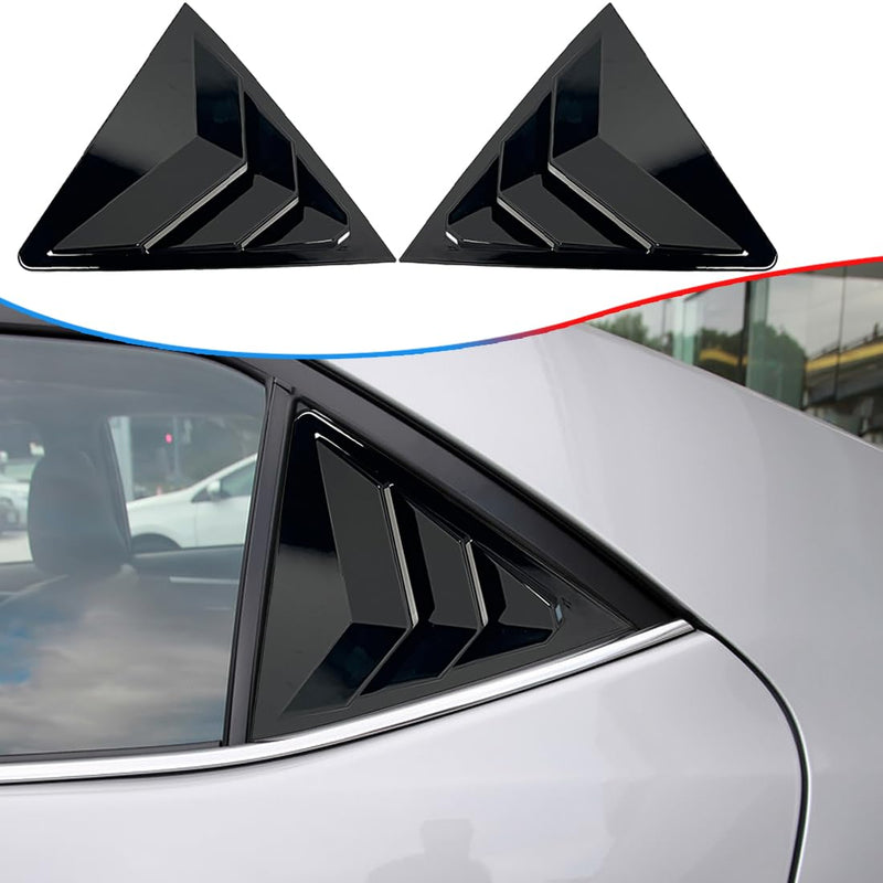 2Pcs Side Vent Window Louvers for Toyota Corolla 2014-2019, ABS Print Sport Window Decorative Covers, Exterior Trim Accessories - Bright Black